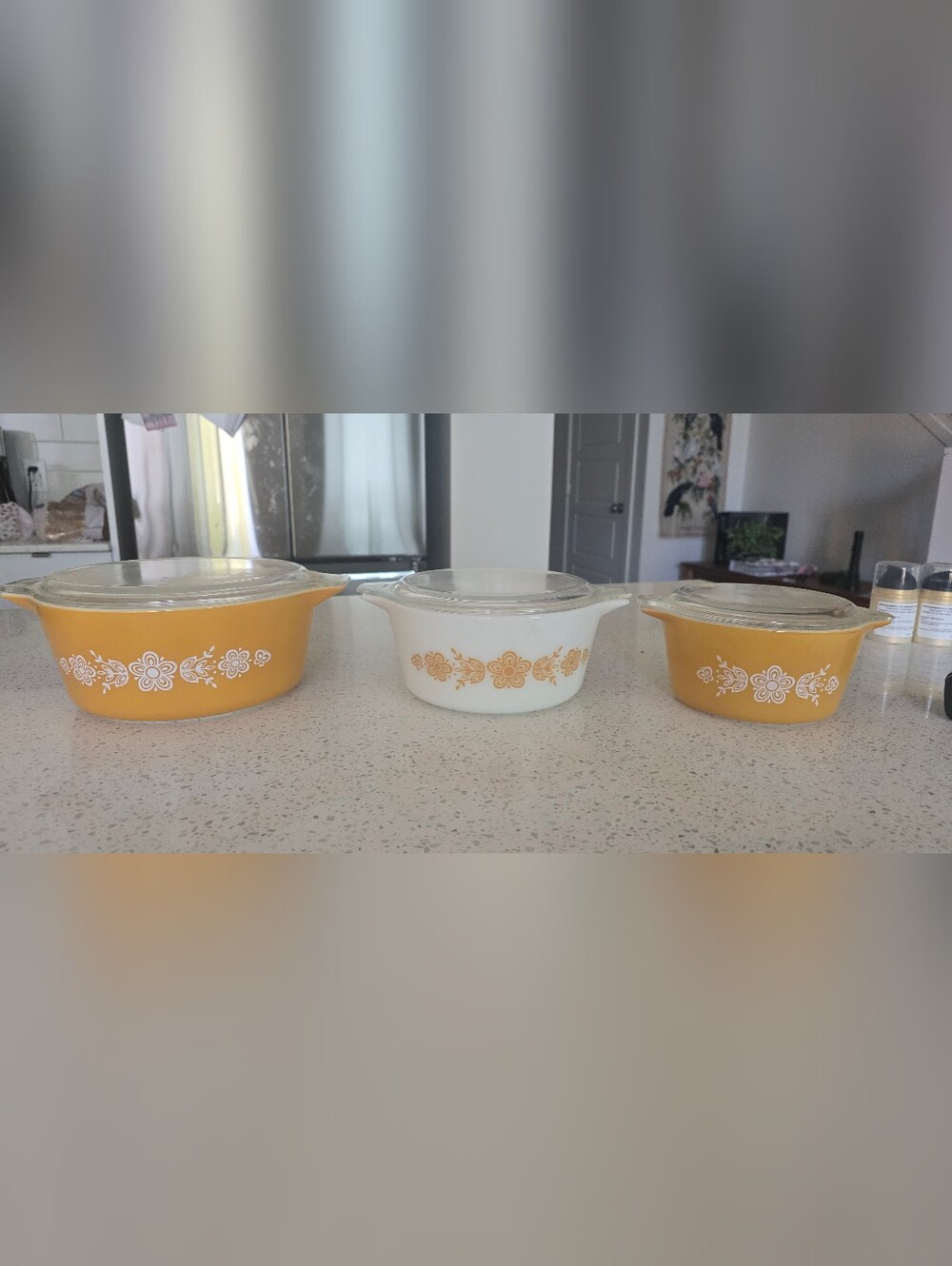 Vintage Pyrex casserole dish Butterfly Gold